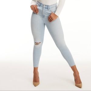 Good American Good Waist Crop Raw Edge Jeans